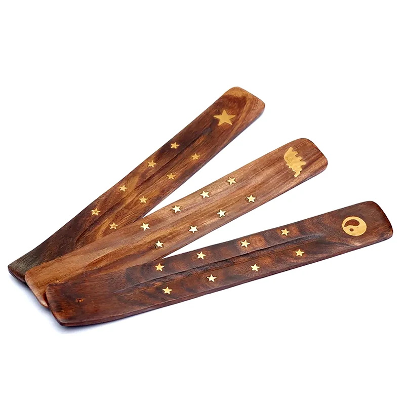C Natural Wooden Incense Stick Holder Ash Catcher Burner Incense Stand Rack Incense Base Aromatherapy Plate Home Decoration