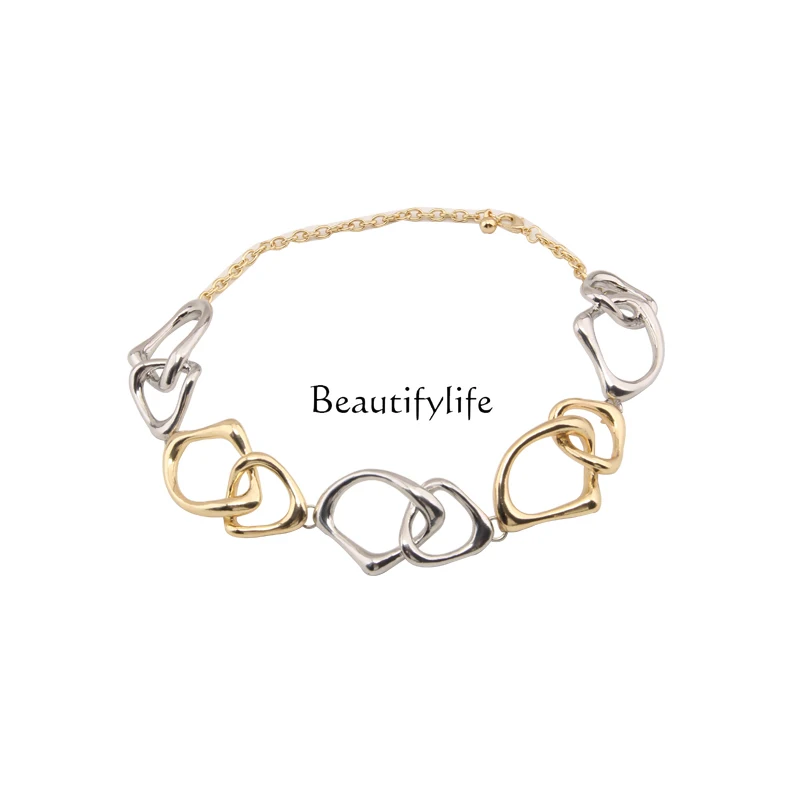 

Exaggerated hollow ring splicing thick chain light luxury niche high-end accessories