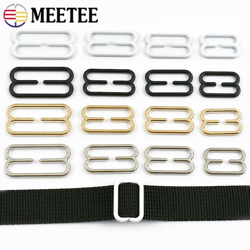 

100Pcs 6-25mm Tri-glide Metal Buckles Bra Shoulder Strap Adjust Buckle Underwear Dress Tape Slider Bikini Fixed Hook Accessories