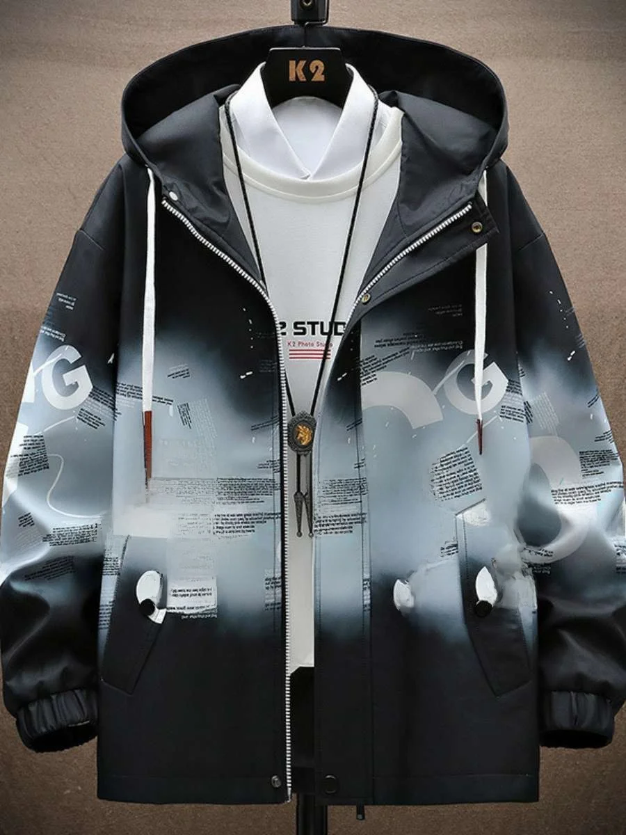 

Loose Men's Jaet All-Match Spring Autumn Casual Workwear Coat for Fat Boys Students Polyester Fabric Korean Sle