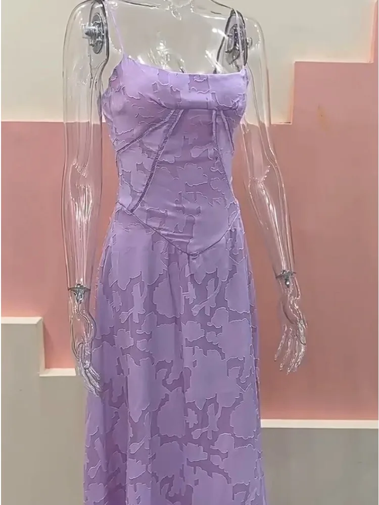 Vestido de Fiesta Sexy Tirantes Finos Morado - usage example