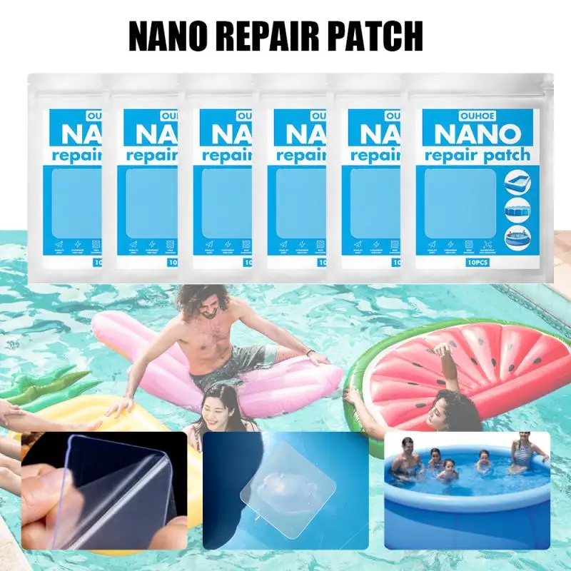 Inflatable Repair Kit Waterproof Self-Adhesive Repair Patch For Water Mat Swimming Ring Pool Float Air Bed Nano Repair Glue Pads