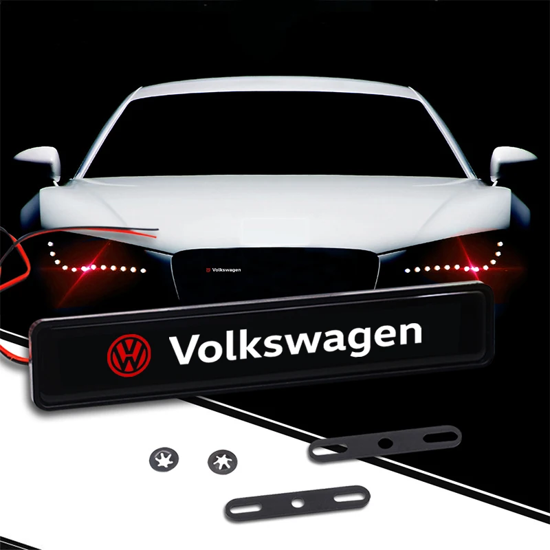 Luz decorativa LED para coche, emblema para la parrilla delantera, decoración para VW Polo, Passat B5, B6, B7, T4, T5, Golf 4, 5, 6, Tiguan, Jetta, Gol