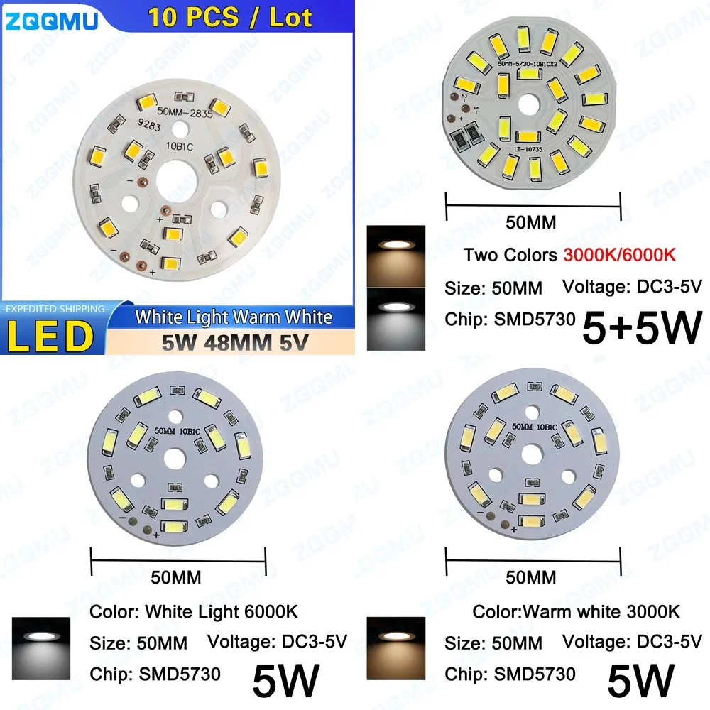 

5W 10W DC5V Low Voltage SMD 2835 LED Chip 50mm Warm White Light Board Lamp Bulb for Home Lighting Decorative Strip Module