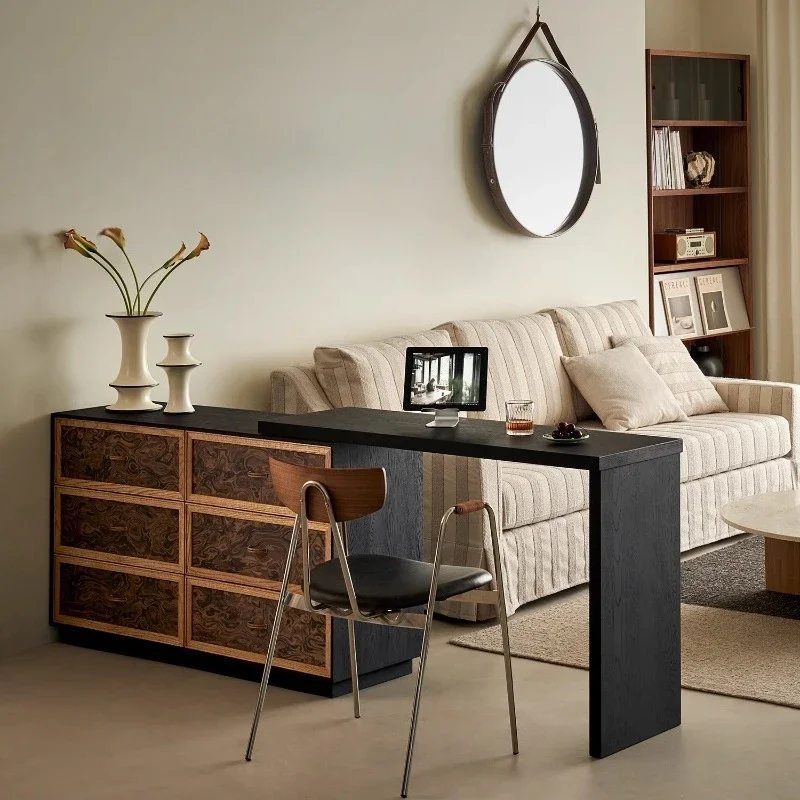 The dresser is integrated with retractable chest cabinet, and the retro small apartment storage corner bedside cabinet.