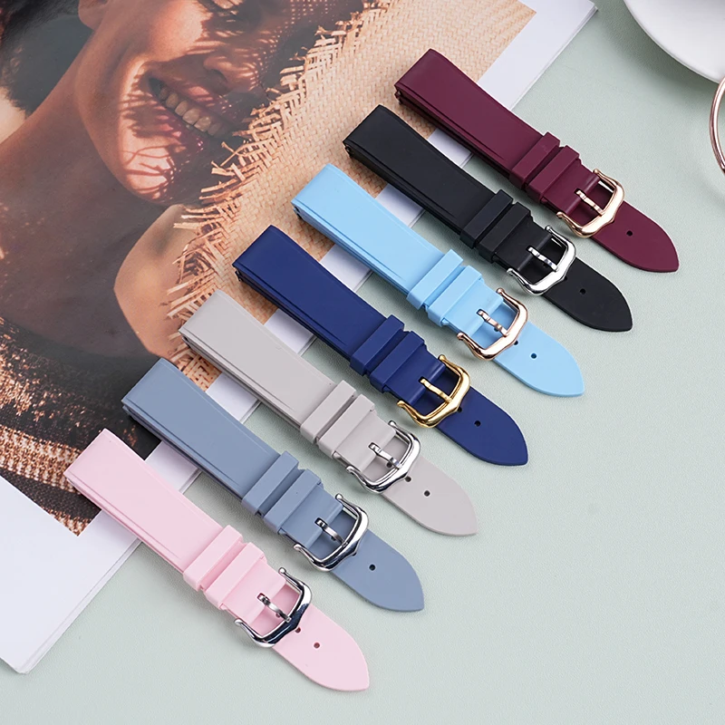 الرجال الإفراج السريع المطاط Fkm حزام ل كارتييه دومونت سانتوس 15.5 مللي متر 17.5 مللي متر النساء سوار فلوروروبر حزام (استيك) ساعة للطي المشبك