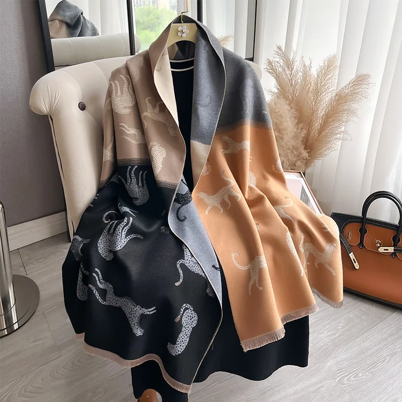 2024 Luxury Travel Poncho Warm Cashmere Scarf Women Thick Blanket Winter Bufanda Shawl Print New Wraps Pashmina Female Stoles