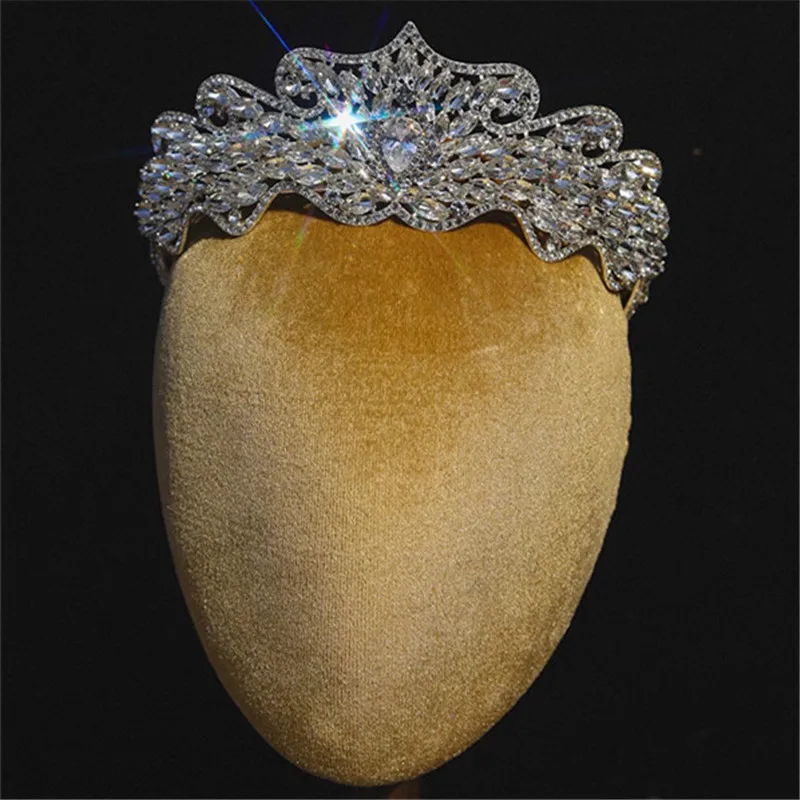CC Shining Crown Women Accessories Bridal Headbands Engagement Hairwear Wedding Headpiece Water Drop Shape Crystal Tiaras AN105