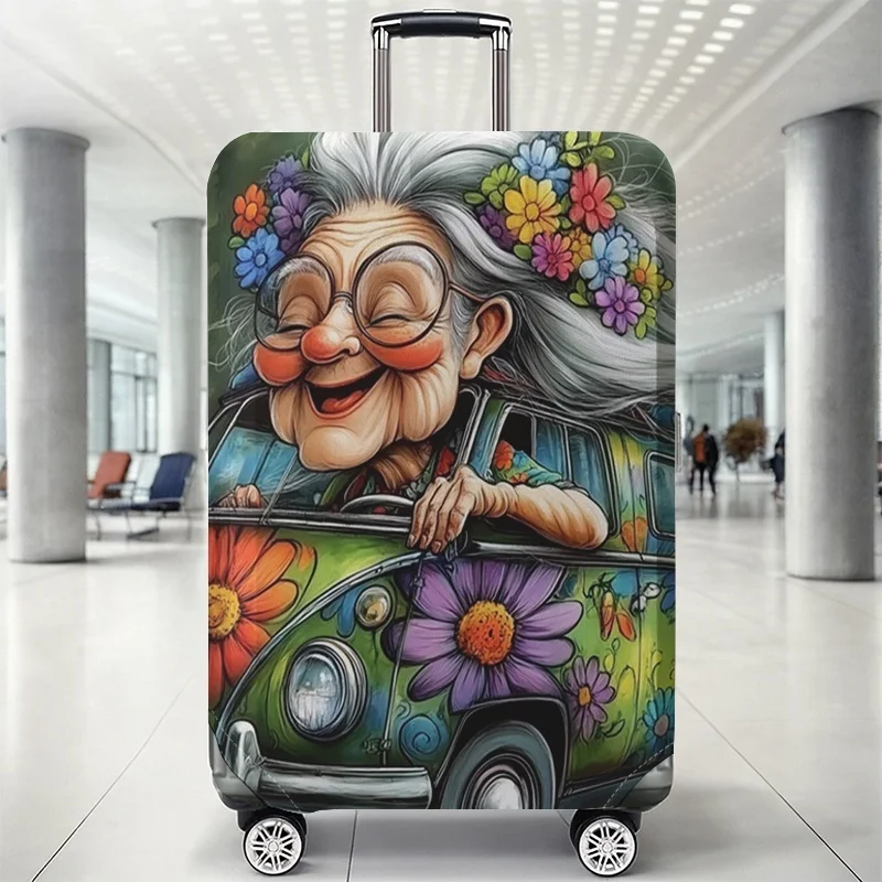

Hippie Granny Float Pattern Luggage Protective Cover, suitable for 18-32 inch luggage covers, luggage handle gloves, travel acce