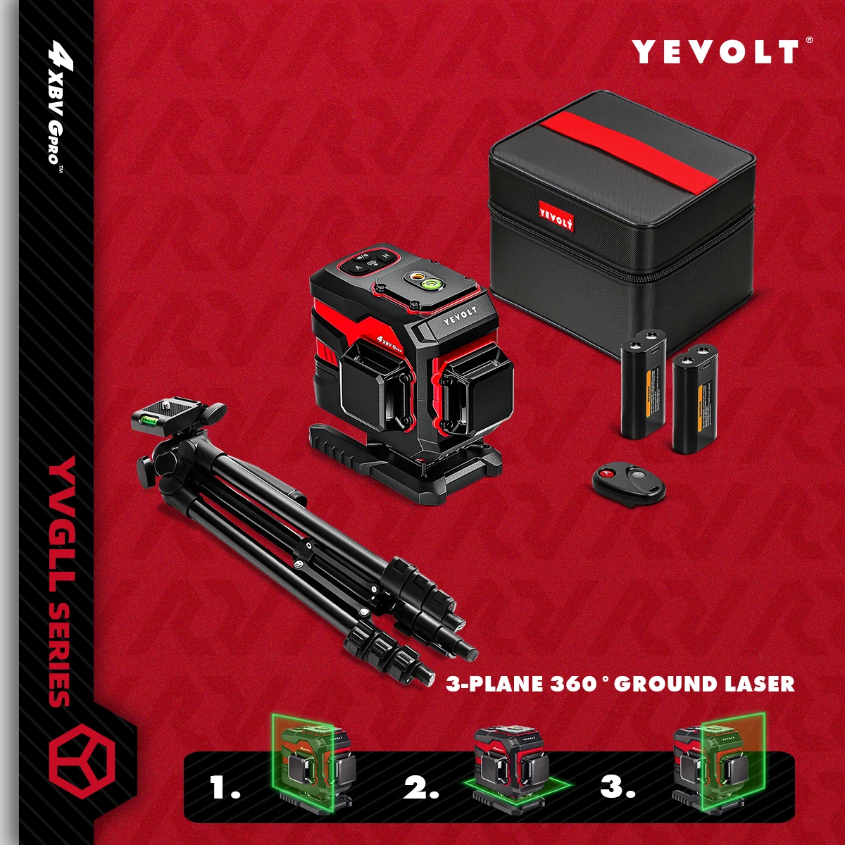 

YEVOLT Volumetric 12-Line Plumb & Level Laser Level Dynamic Compensate Self-Leveling Tile Alignment System High Precision 30m Wo