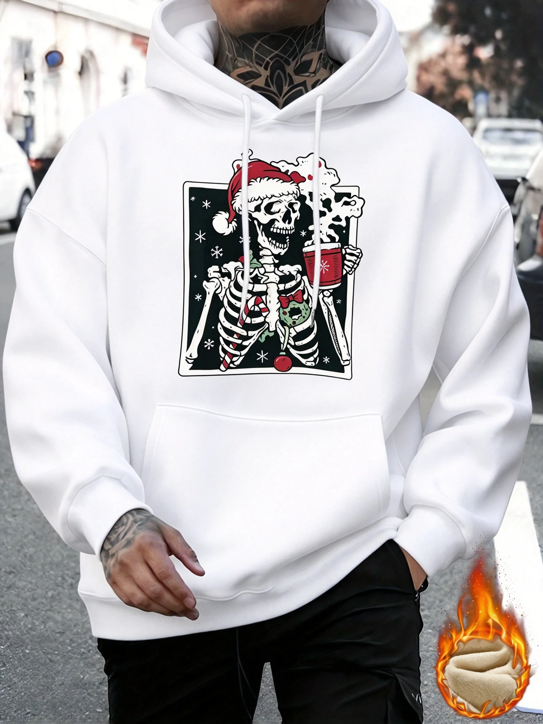 Men's new Christmas-themed personalized print casual hoodie for autumn and winter, comfortable and versatile long-sleeved top
