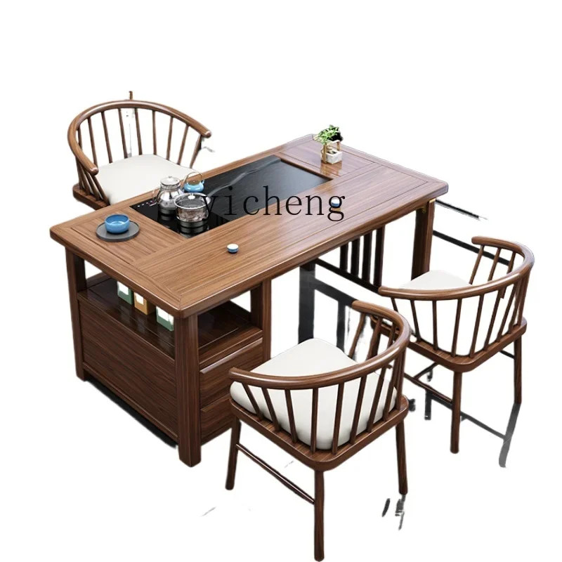 Q1   balcony small tea table and chair combination living room household solid wood tea table multi-functional tea table
