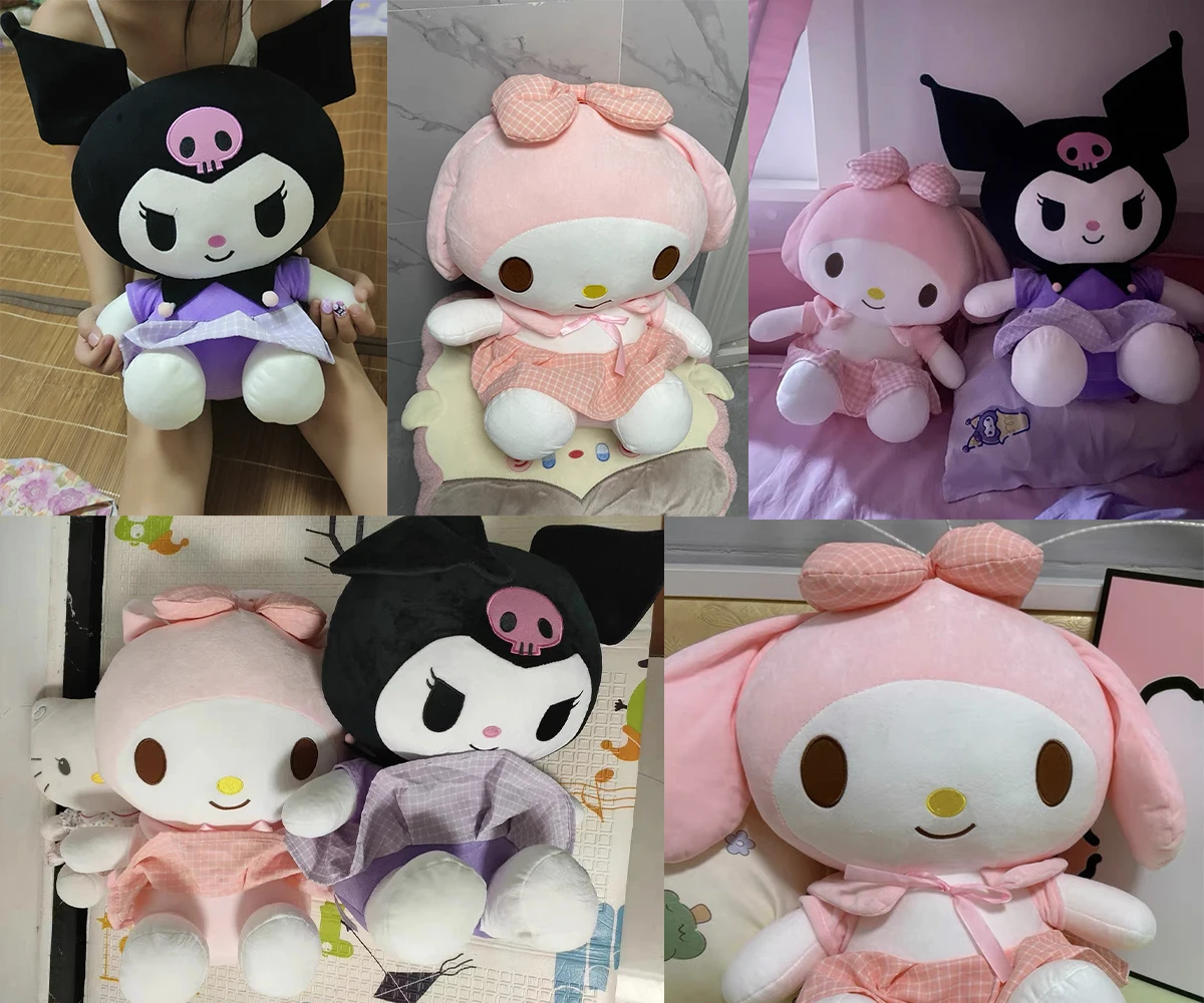 MINISO-Poupées en peluche princesse Kuromi, beurre, ma mélodie, oreiller en peluche de dessin animé, jouets en peluche pour dormir, cadeaux d'anniversaire pour enfants