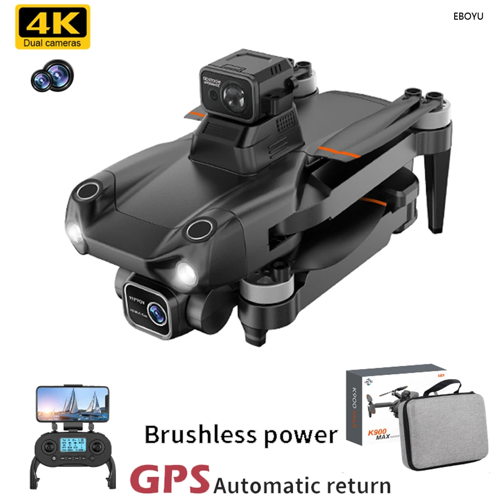 

EBOYU K900MAX GPS RC Drone WiFi FPV 4K Dual Cams 360 Laser Obstacle Avoidance Brushless Motor GPS Return RC Quadcopter Drone Toy