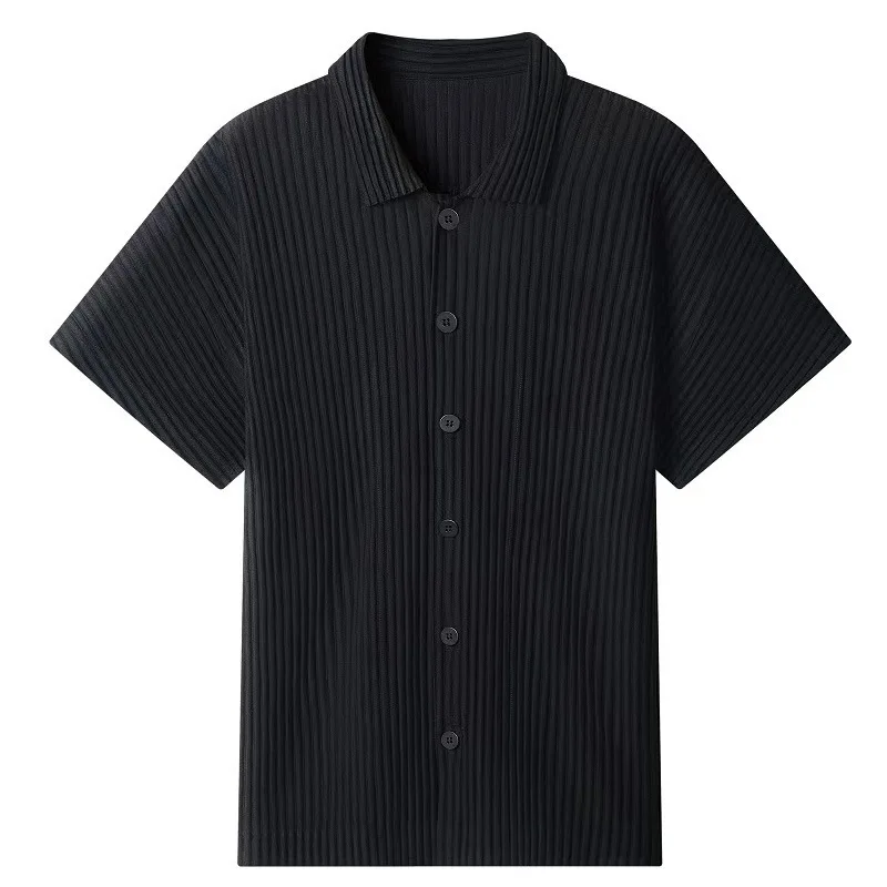 Miyake Pleated Short-sleeved Shirt Commuter Men's Top Short-sleeved 2025 Spring and Summer Thin Section Loose Casual Jacket - Image 3