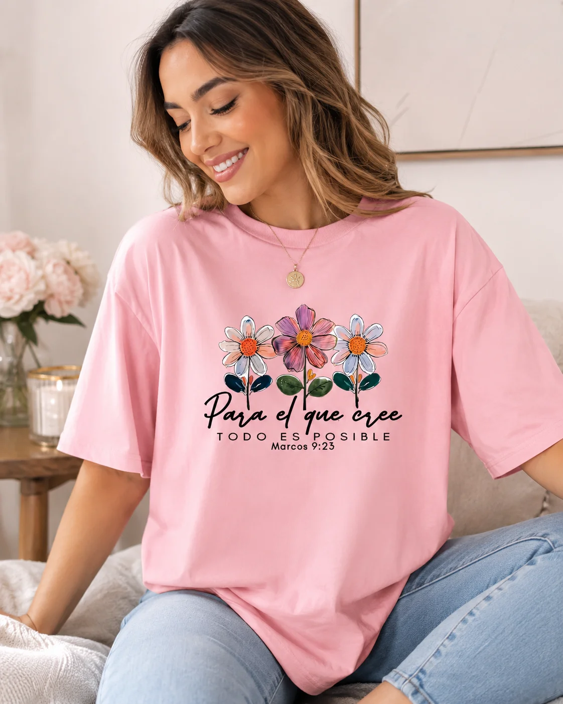 Women's Floral Printed T-shirt Round Neck Short Sleeved Rose Shoulder Fitting Smooth Breathable Casual Comfortable Home Wear