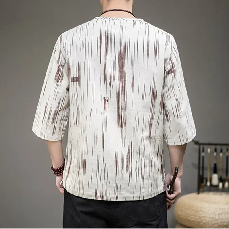 Camicie cinesi estive 2020 Hanfu abbigliamento asiatico Cheongsam Top Kung Fu Shirt Tang Suit abbigliamento tradizionale cinese per uomo 11185