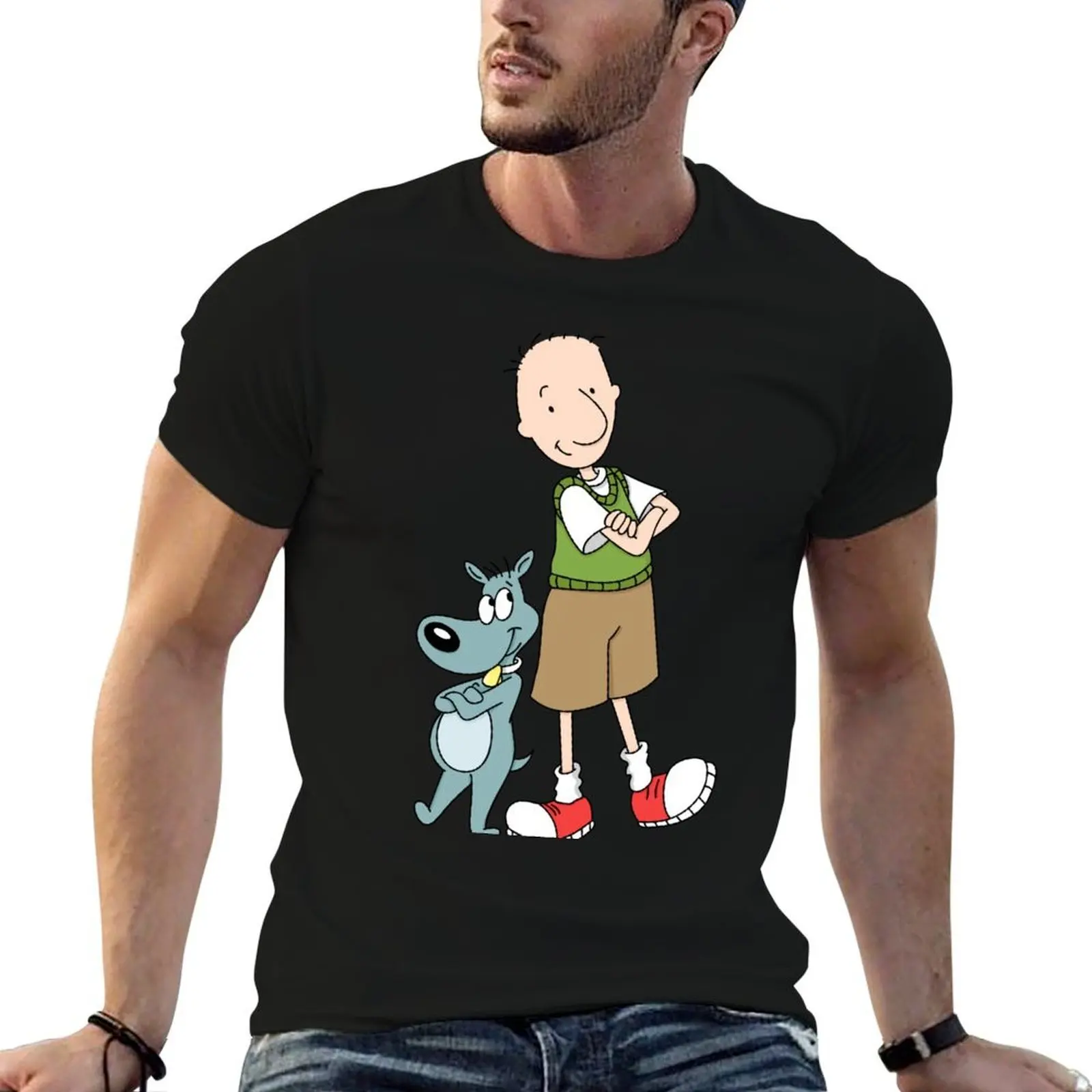 

Doug & Porkchop T-Shirt black cotton t-shirt plain for man package man t shirts cotton T-Shirt