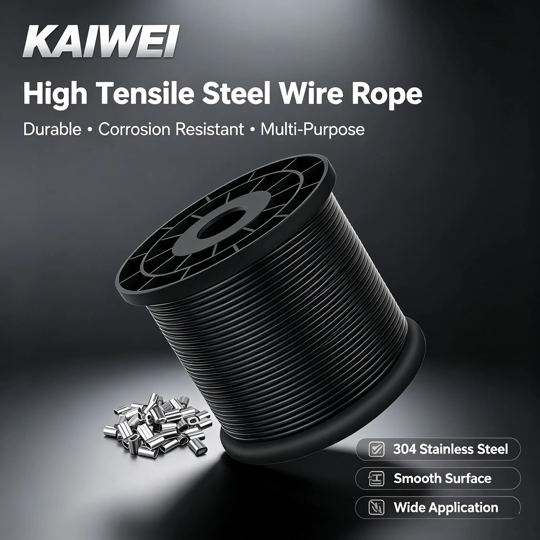Vinyl Coated Wire Rope 304 Stainless Steel 1/16
