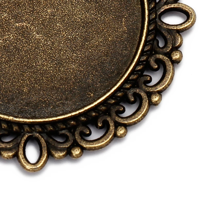 10pcs Cabochon 25mm Antique Bronze Double Lace base Pendant Setting Glass Cabochon Base Tray DIY Jewelry Findings Components B