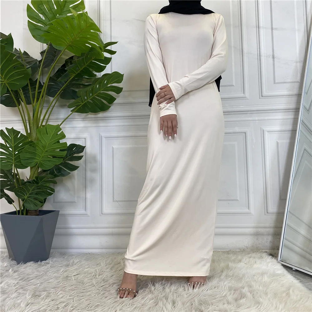 

New High Neck Bottoming Dress Inner Under Abaya Muslim Islamic Long Sleeve Maxi Turtleneck Kaftan Arabic Robe Caftan Eid Ramadan