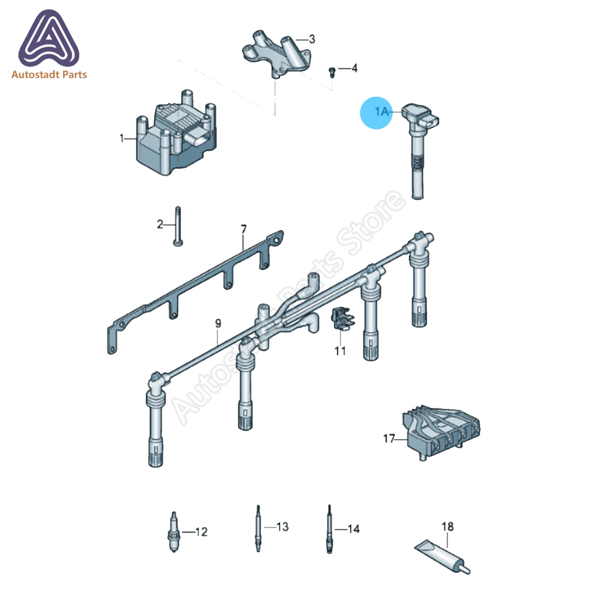 Ignition Coil 036905715F 036905715G For VW Golf Jetta Bora Beetle Polo Caddy Sharan Tiguan Scirocco Passat Octavia 1.6 1.4