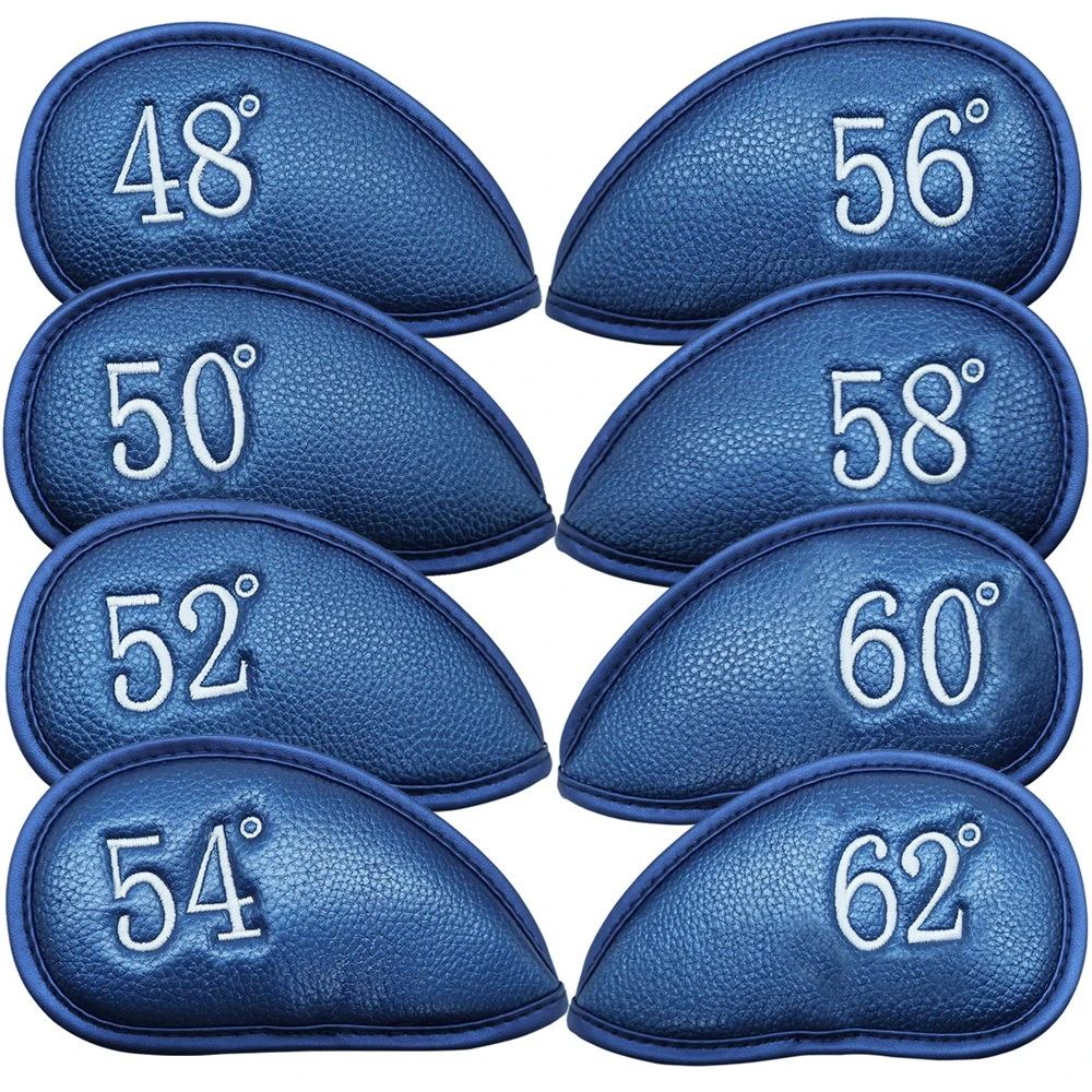 Golf Iron Club Head Covers, Lychee Grain, PU Waterproof Head Covers, Degree 48°, 50°, 52°, 54°, 56°, 58°, 60°, 62°, 8 Pcs Set