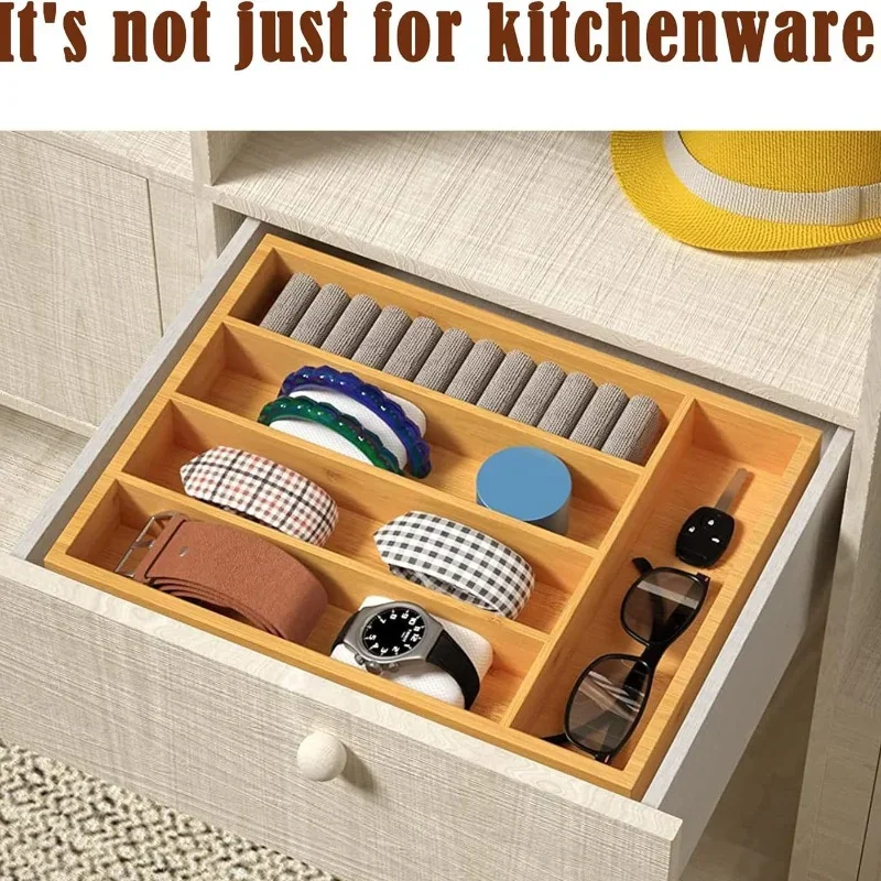 Bamboo Cutlery Divide Storage Trays Rack Neat Elegant Kitchen Drawer Organizer Home Accessories