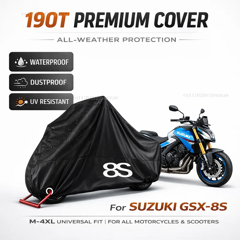 

For SUZUKI GSX-8S GSX8S GSX 8S 2023 All Years 190T Motorcycle Cover Waterproof Dustproof UV Protection All Season