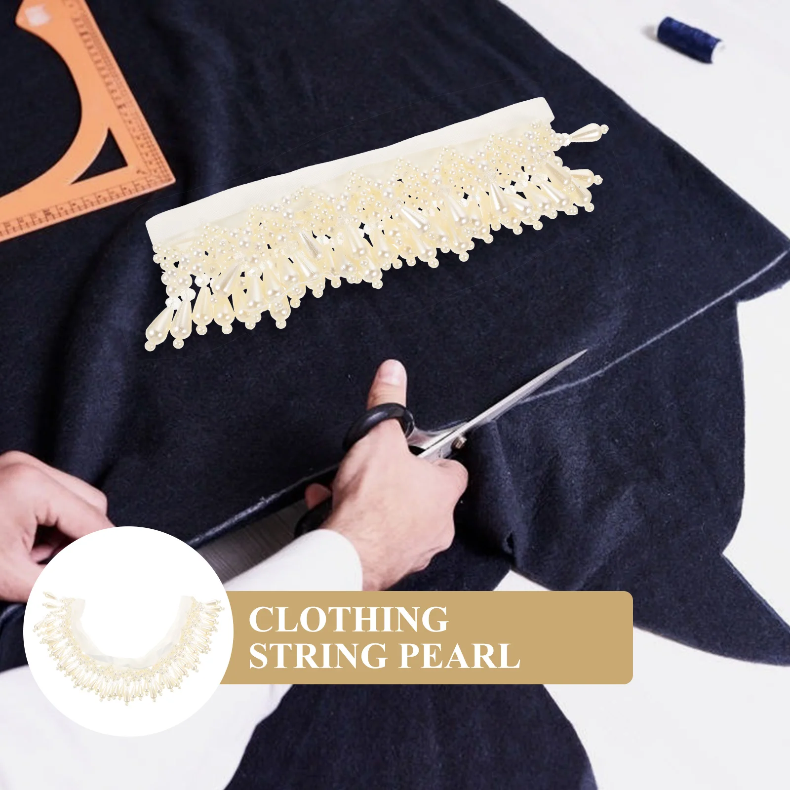 

Pearl Beads Tassel Lace Trim H Belt Decorative Pearl Trim for Clothes Dresses Curtains Tablecloths Lingerie DIY Crafts