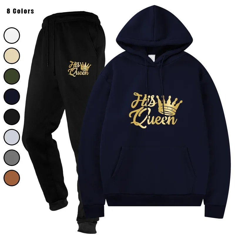 

2025 Autumn and Winter Men's Printed Fashion Sports Hooded Leisure Coat Running 2 - piece Set