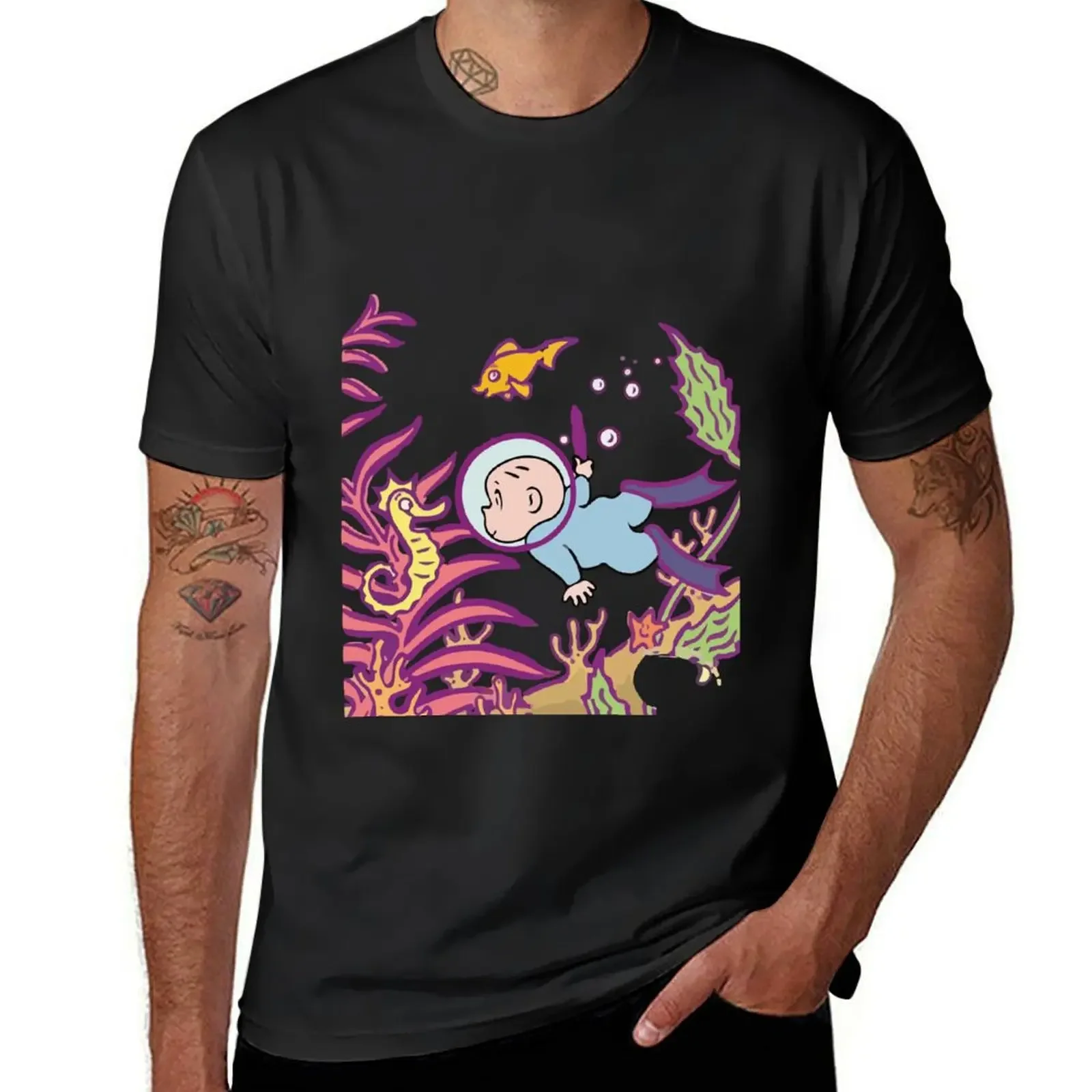 Harold And The Purple Crayon under the water T-Shirt tops customs kawaii clothes men tshirt