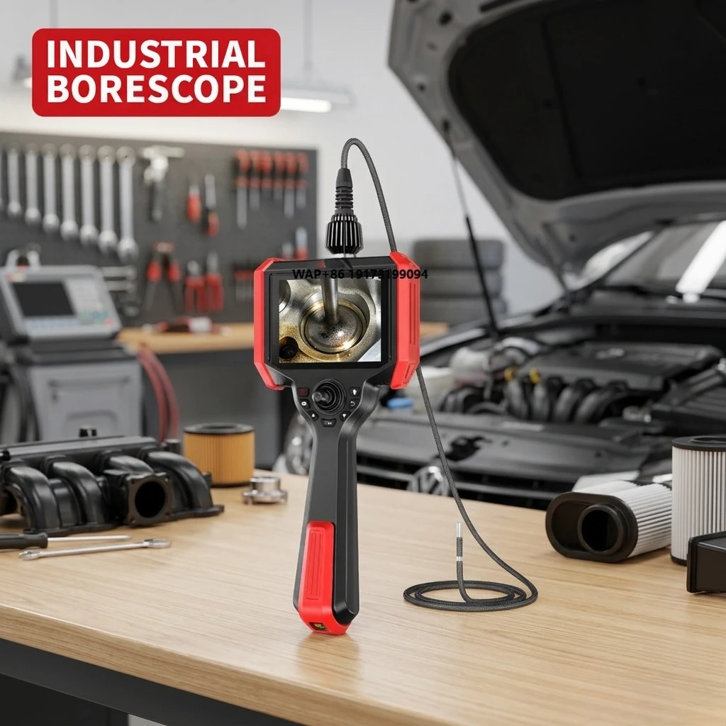 Flexible Portable Industrial Endoscope Borescope with 6mm Lens 2M Cable IP67 Waterproof 720P HD 360° Rotatable for Car Repair