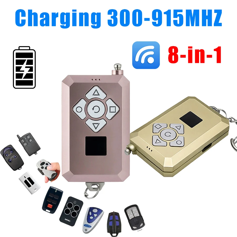 Rechargeable Remote Control Duplicator 8-in-1 Garage Door Gate Acess Remote Clone Multi-frequency 300-915Mhz Fixed Rolling Code