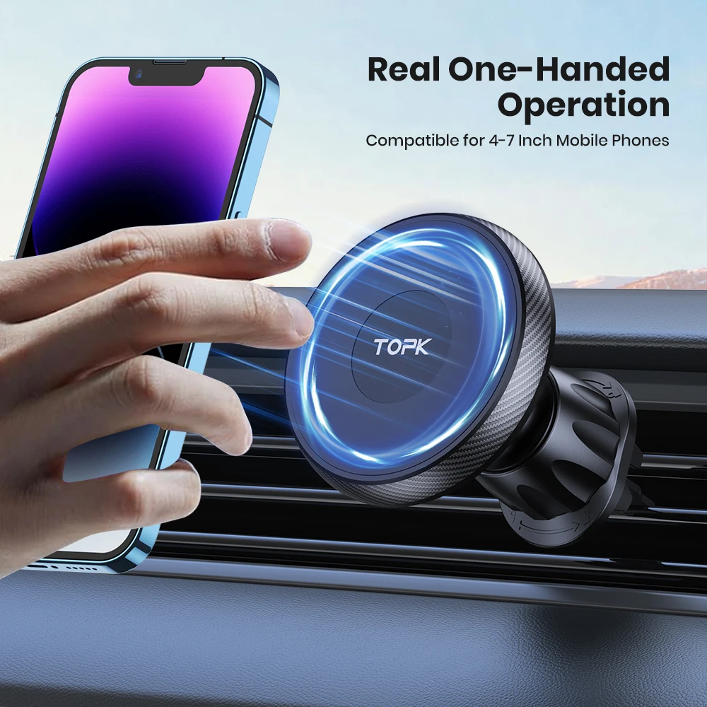 TOPK Starker Magnetischer Auto-Handyhalter Lüftungshalterung mit Verlängerungsarm Auto-GPS-Ständer für iPhone 15 14 13 12 Pro Max Macsafe – Detail 9