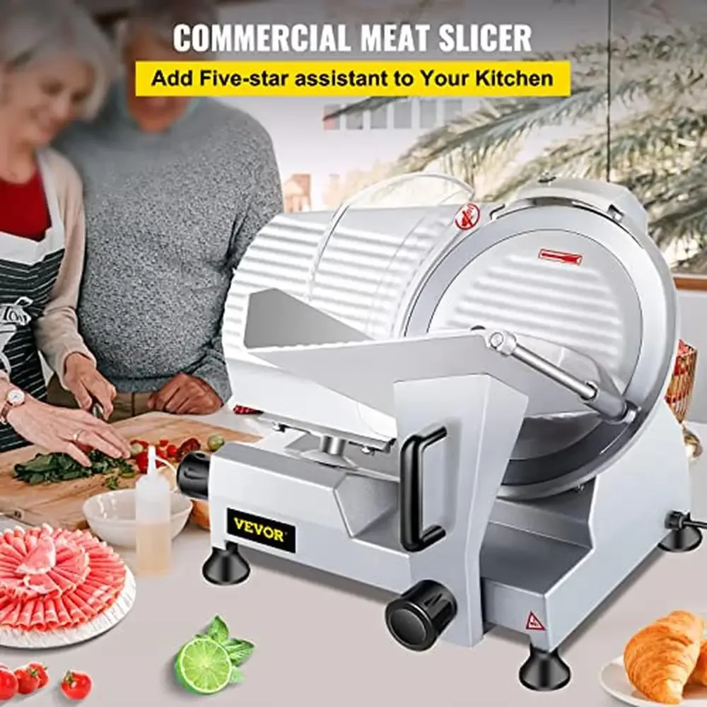 12-inch Electric Meat Slicer Semi-Auto 420W Premium Carbon Steel Blade Adjustable Thickness Deli Meat Machine Home Use Fast and