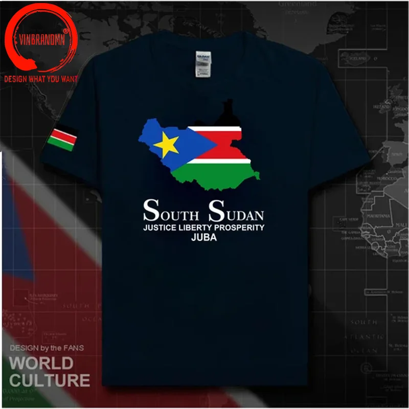 South Sudan Sudanese Juba Mens T Shirt Men New Short-sleeved T-shirt Men's Casual Sports Summer Team National Map Cotton T-shirt