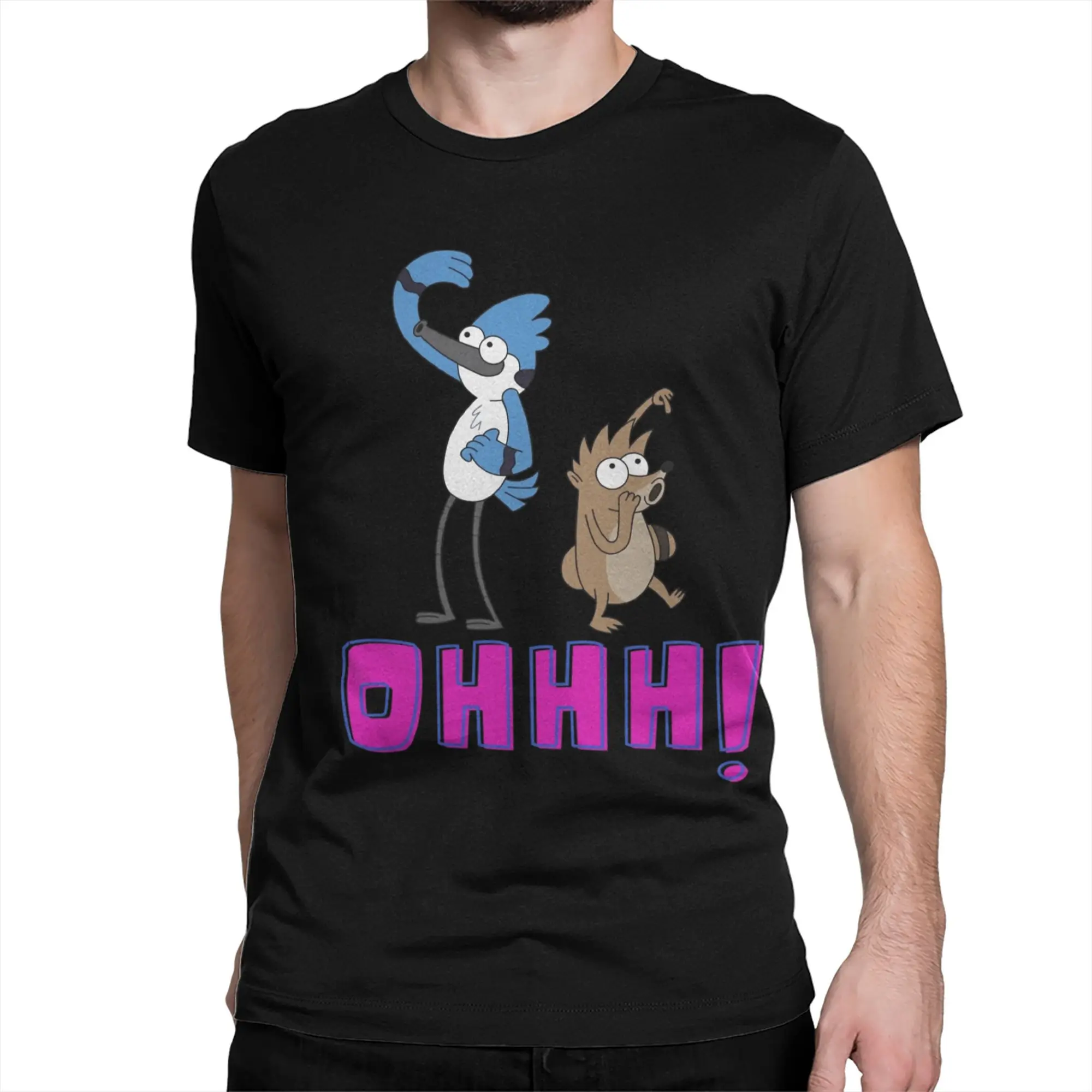 تي شيرت Mordecai and Rigby مضحك كارتون ميرش للجنسين تي شيرت من القطن الخالص تي شيرت أنيق يعرض بلايز تي شيرت