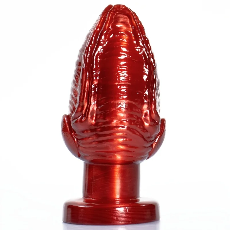 A dreamy pearlescent egg shaped high density solid training egg with an irregular textured surface designed for internal massage