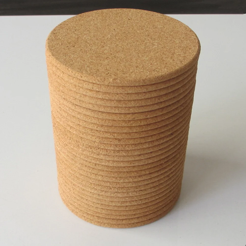 

6Pcs Natural Cork Round Coasters Non-Slip Insulation Mats Waterproof Solid Color for Cups Pots Table Decoration