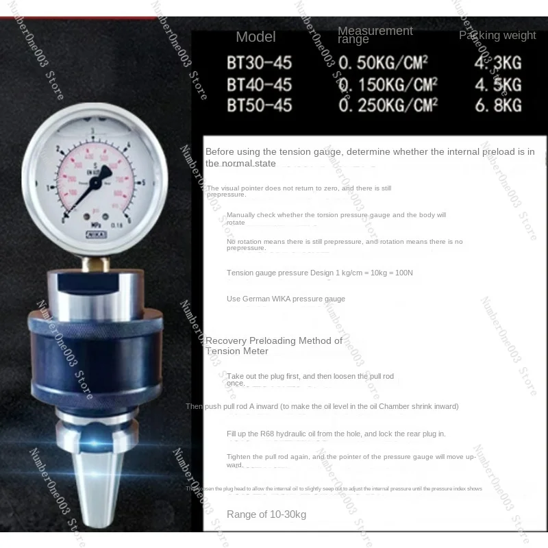 Spindle Tension Meter Bt30/BT40/BT50 Bbt30/Bbt40/Bbt50 Measuring Tool Hydraulic Detector