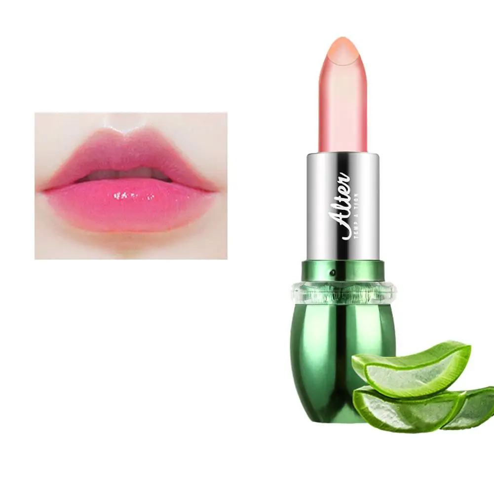 Bálsamo labial hidratante de Aloe Vera, cambio de Color con la temperatura, resistente al agua, duradero, maquillaje nutritivo coreano, cosméticos, labio largo T6V6