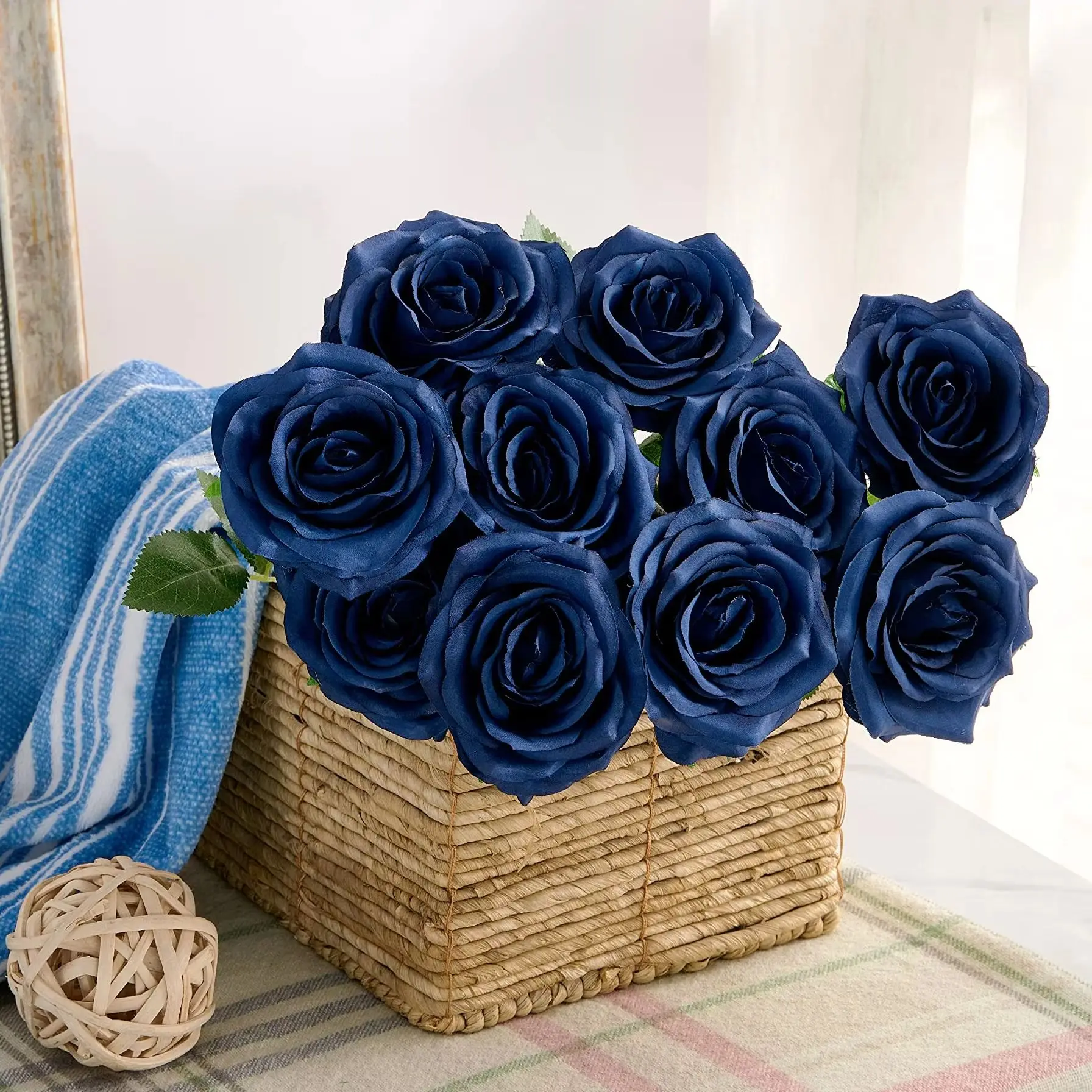 الورد الاصطناعي 10 قطع باقة الزهور المفتوحة ينبع الورد الصناعي لترتيب الزفاف، باقة الزفاف، زهور الحرير الصناعي المزيفة