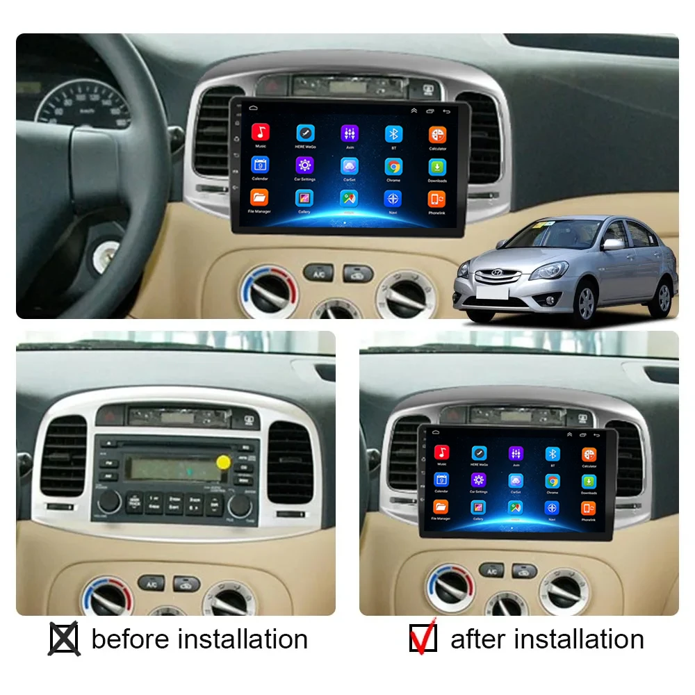 Android 13 Car Radio for Hyundai Accent 2008 2009 2010 2011 Multimedia Video Player Auto Stereo GPS Navigation Bluetooth Carplay