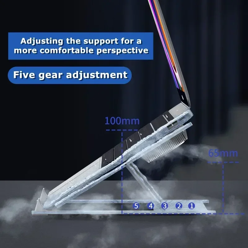 H1 อลูมิเนียมขาตั้งโน้ตบุ๊คพัดลมระบายความร้อนแบบ Dual Semiconductor เครื่องทําความเย็นหม้อน้ําสําหรับแล็ปท็อป 12-18 นิ้ว Universal