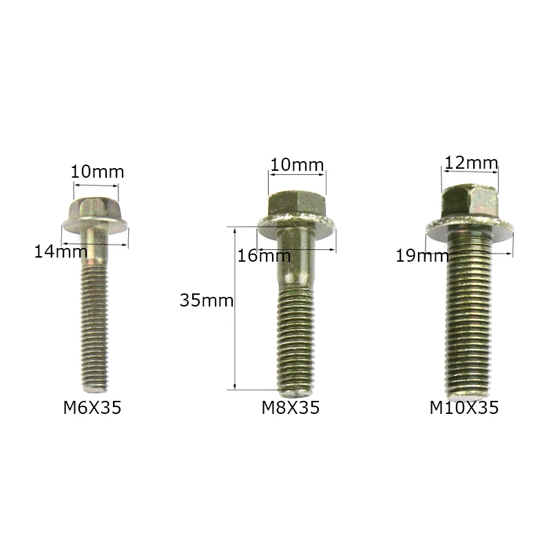 10pcs/lot Motorcycle Flange Outer ​Hexagon Head Screws M6 M8 M10x15/20/25/30/35/40/45/50/55 For ATV Scooter ATV Moped Yamaha