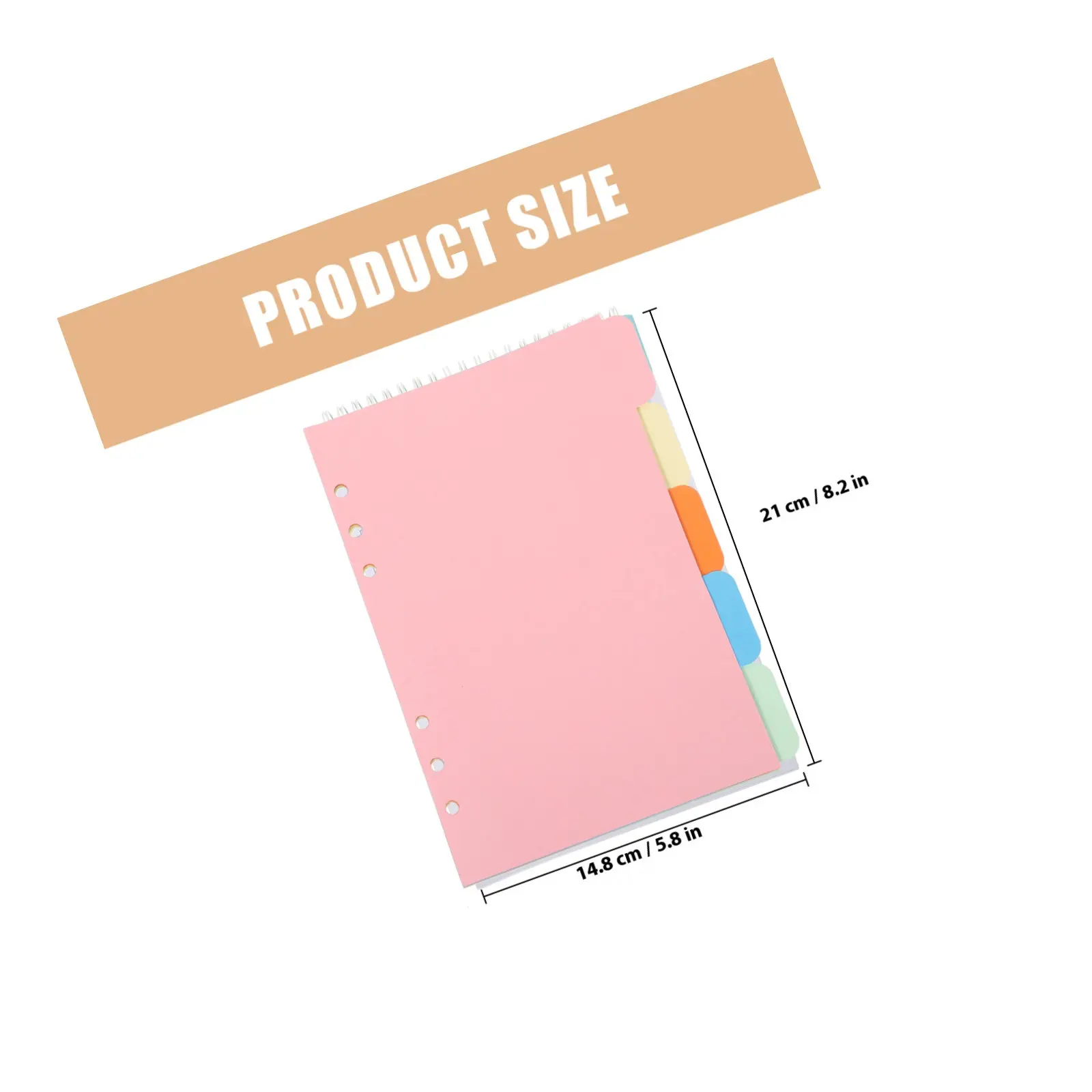 1Set A5 Index Dividers 5 Color Tab Divider Pack for 6 Ring Binders Extra Wide Tabs Secure Insertion Easy Access Sections Color