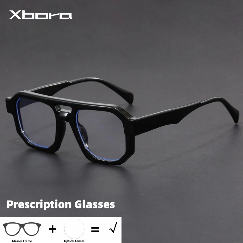 

New Double Beam Big Frame Prescription Glasses Men's Aviator Myopia Glasses Fashion Women's Hyperopia/Progressive Optics kaza01