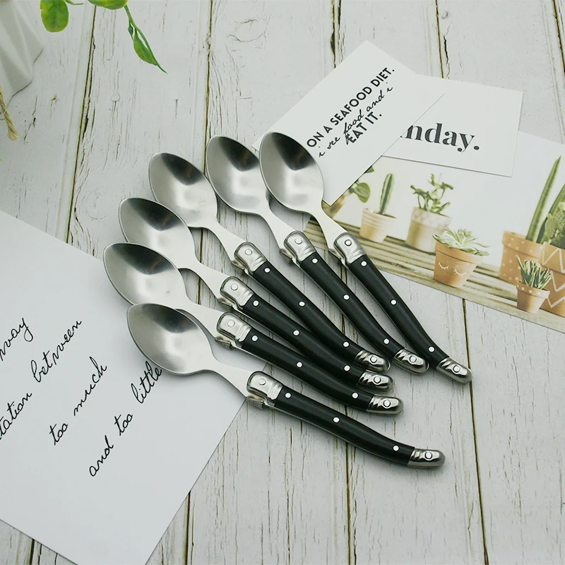 Laguiole Teaspoon set Mini Small Coffee Spoons Ice Tea Spoon Stainless Steel Stirring Dessert Scoop Flatware 6\'\' 15.5cm 4-10pcs