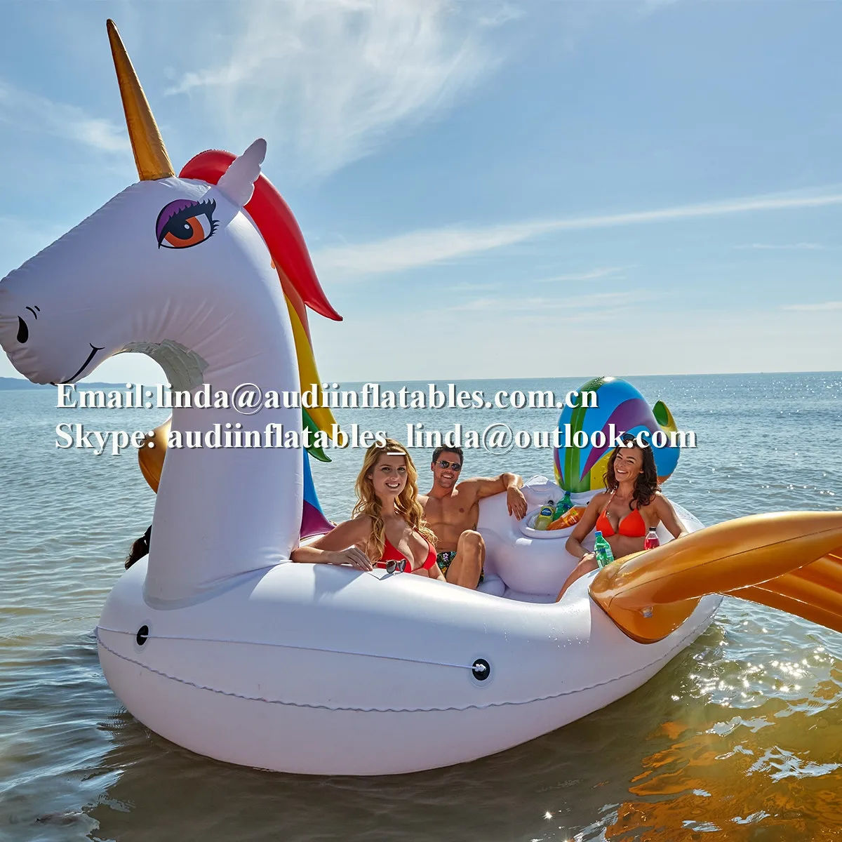 Large Inflatable Unicorn Pool Island 6 Person Inflatable Water Pool Boat For Party